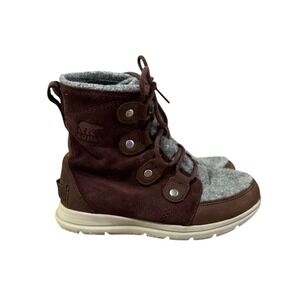 Sorel Explorer Joan Boots Burgandy Gray Women's Size 6